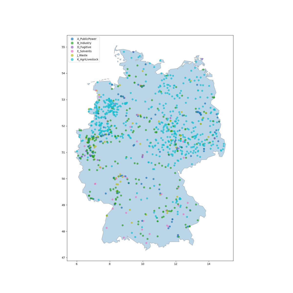  Large Point Sources for Germany for the year 2019