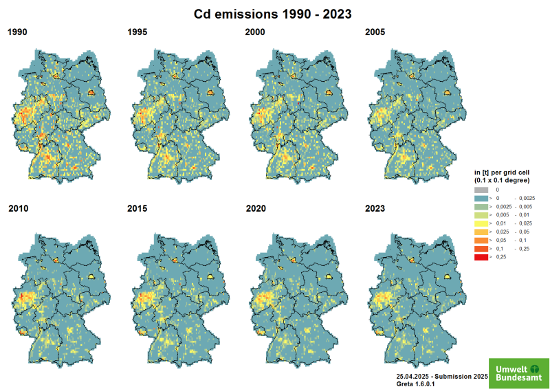  Cadmium (Cd) emissions 1990-2023 