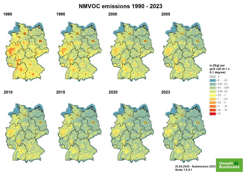  NMVOC emissions 1990-2023 