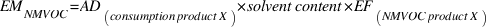 EM_NMVOC = AD_(consumption product X) * solvent content * EF_(NMVOC product X)