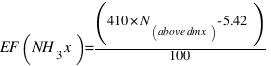 EF(NH_3x) = (410 × N_(above dmx) -5.42)/100