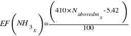 EF(NH_3_x) = (410 × N_abovedm_x -5.42)/100