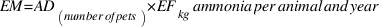 EM = AD_(number of pets) * EF_kg ammonia per animal and year